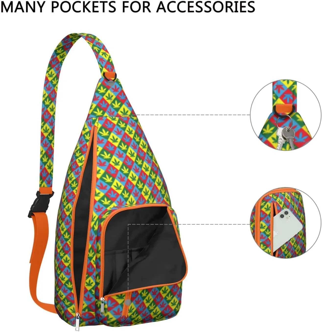 Shoulder Sling Crossbody Casual Chest Bag For Travel Sports Running,Backpack for Men & Women Lightweight Sports BagCrossbody Concealed Carry,Marijuana Leaf Shoulder Bag Waterproof Chest Bag