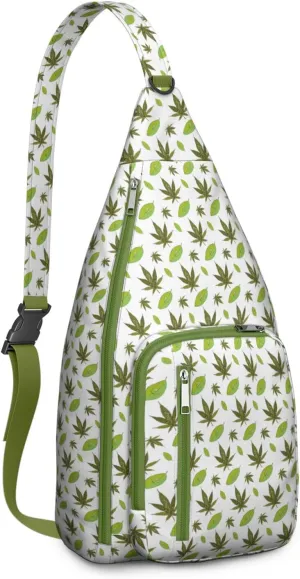 Shoulder Sling Crossbody Casual Chest Bag For Travel Sports Running,Backpack for Men & Women Lightweight Sports BagCrossbody Concealed Carry,Marijuana Leaf Shoulder Bag Waterproof Chest Bag