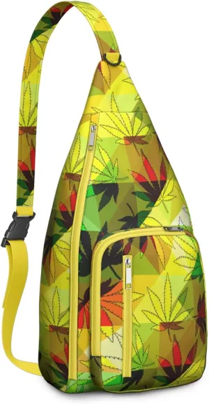 Shoulder Sling Crossbody Casual Chest Bag For Travel Sports Running,Backpack for Men & Women Lightweight Sports BagCrossbody Concealed Carry,Marijuana Leaf Shoulder Bag Waterproof Chest Bag