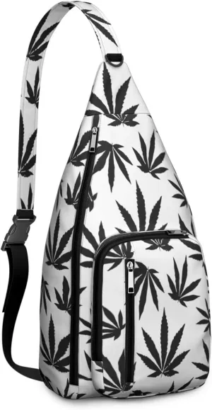 Shoulder Sling Crossbody Casual Chest Bag For Travel Sports Running,Backpack for Men & Women Lightweight Sports BagCrossbody Concealed Carry,Marijuana Leaf Shoulder Bag Waterproof Chest Bag