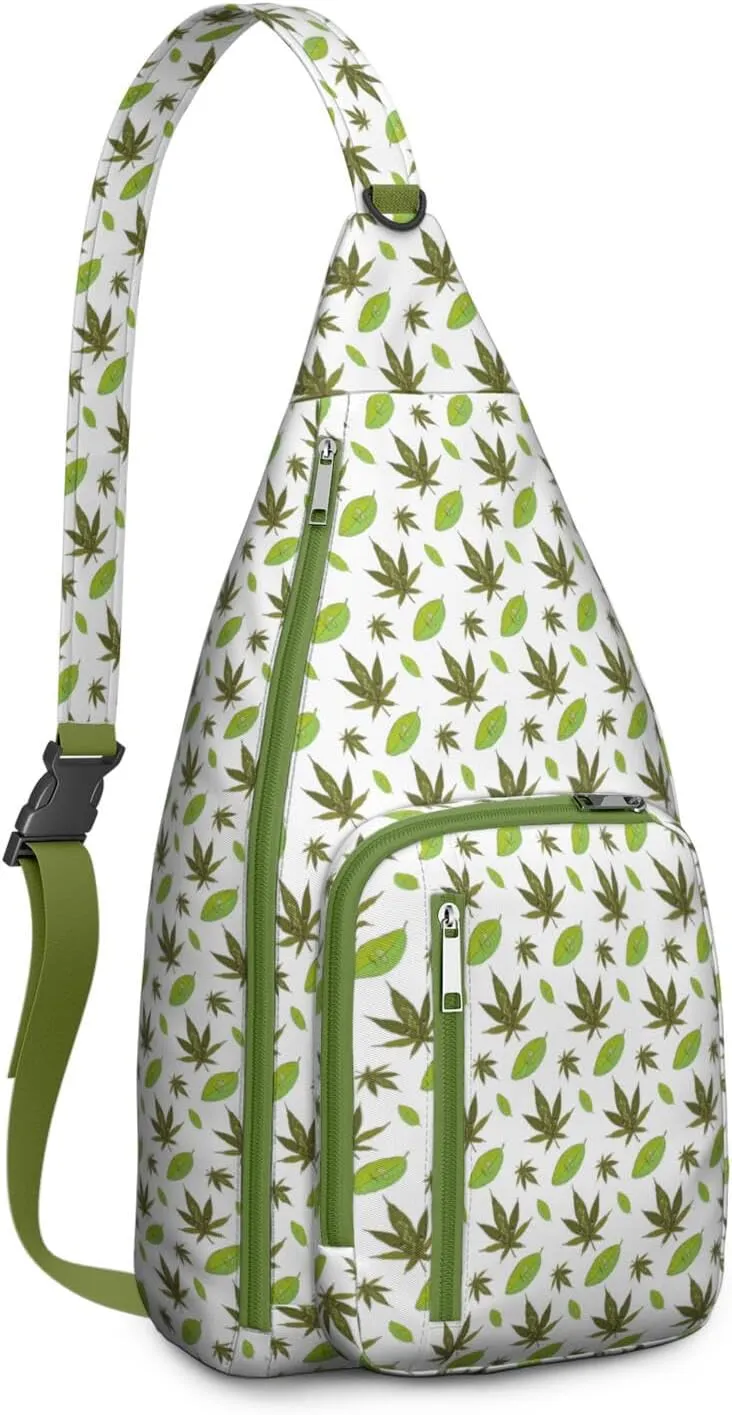 Shoulder Sling Crossbody Casual Chest Bag For Travel Sports Running,Backpack for Men & Women Lightweight Sports BagCrossbody Concealed Carry,Marijuana Leaf Shoulder Bag Waterproof Chest Bag