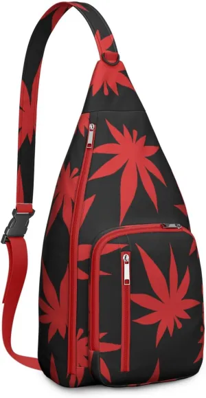 Shoulder Sling Crossbody Casual Chest Bag For Travel Sports Running,Backpack for Men & Women Lightweight Sports BagCrossbody Concealed Carry,Marijuana Leaf Shoulder Bag Waterproof Chest Bag