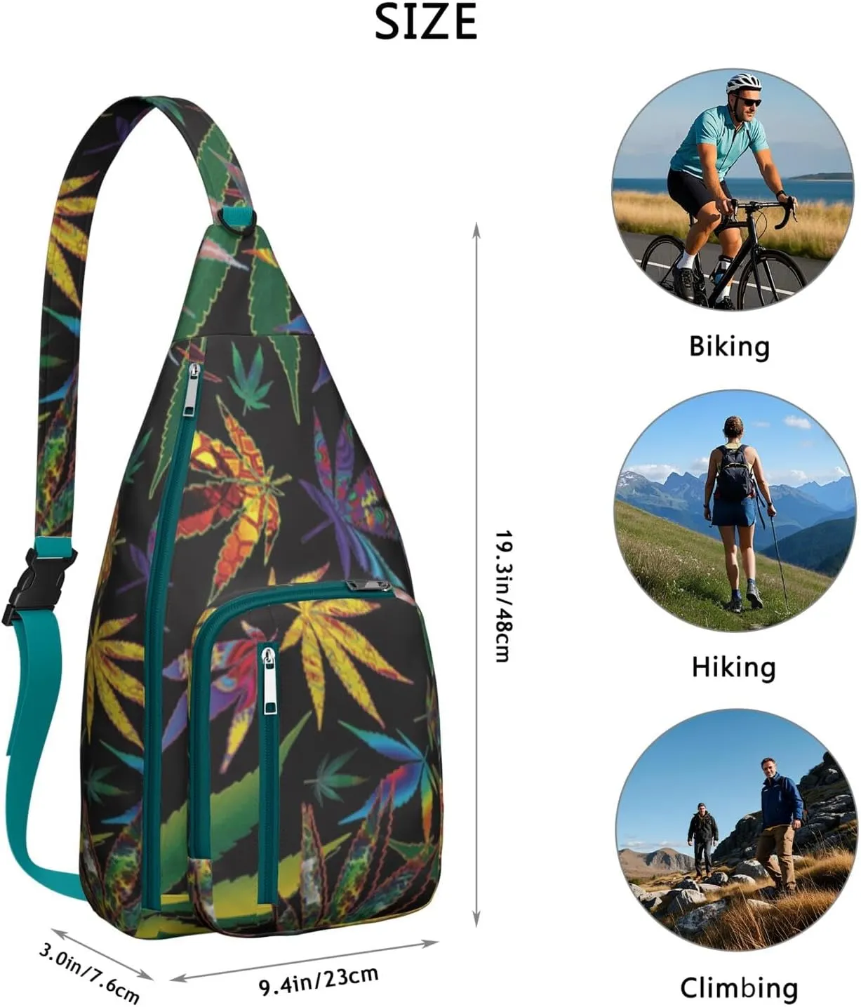 Shoulder Sling Crossbody Casual Chest Bag For Travel Sports Running,Backpack for Men & Women Lightweight Sports BagCrossbody Concealed Carry,Marijuana Leaf Shoulder Bag Waterproof Chest Bag