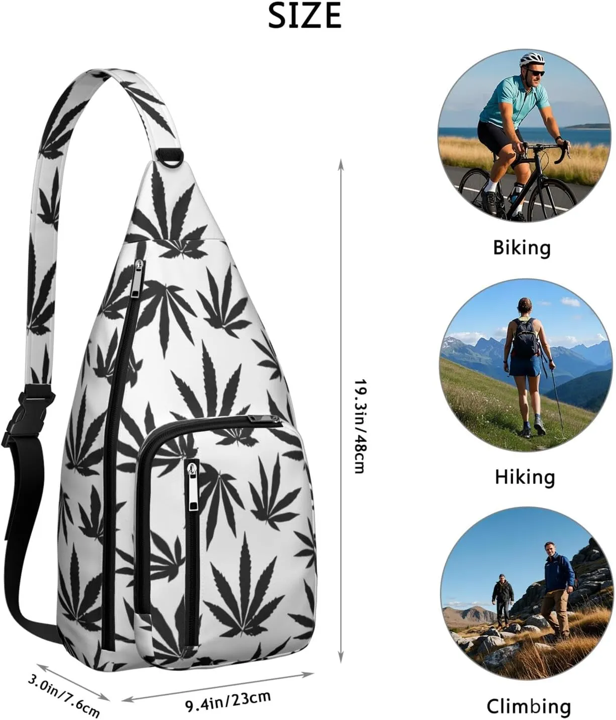 Shoulder Sling Crossbody Casual Chest Bag For Travel Sports Running,Backpack for Men & Women Lightweight Sports BagCrossbody Concealed Carry,Marijuana Leaf Shoulder Bag Waterproof Chest Bag