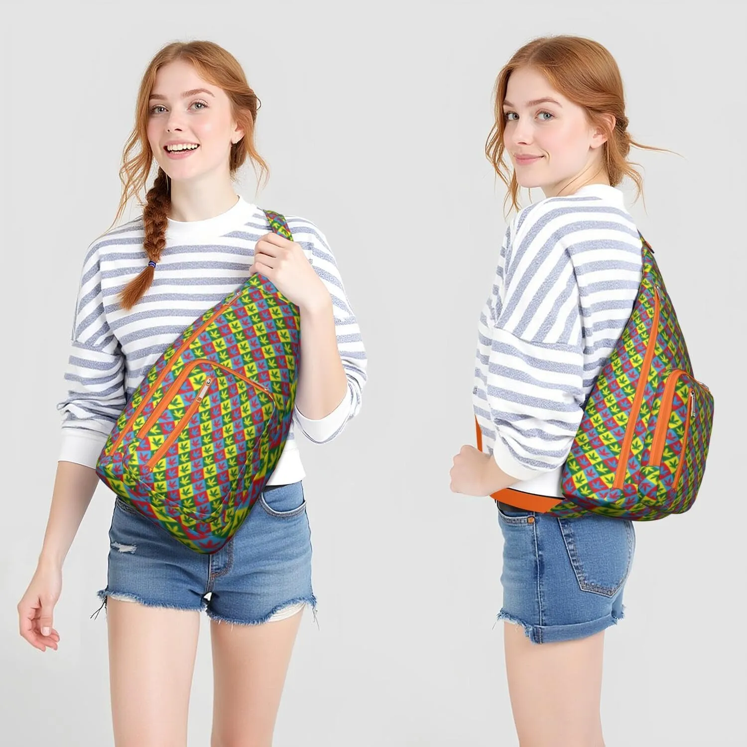 Shoulder Sling Crossbody Casual Chest Bag For Travel Sports Running,Backpack for Men & Women Lightweight Sports BagCrossbody Concealed Carry,Marijuana Leaf Shoulder Bag Waterproof Chest Bag