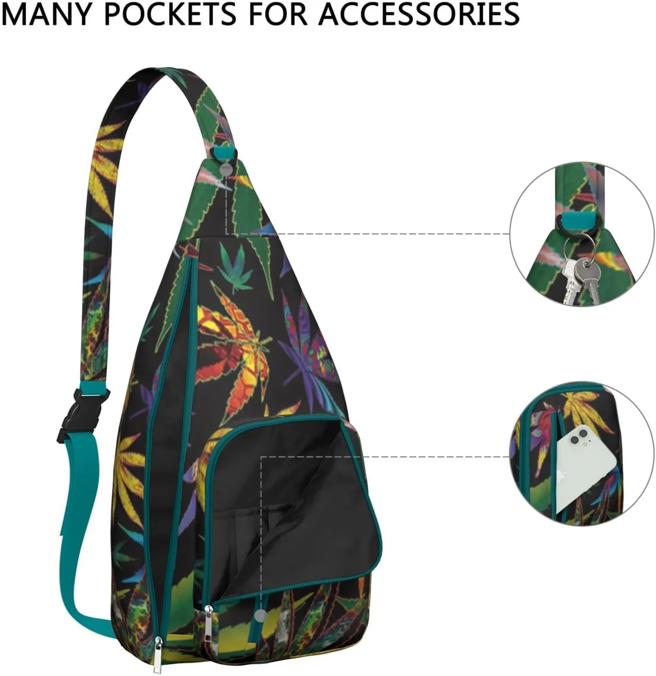 Shoulder Sling Crossbody Casual Chest Bag For Travel Sports Running,Backpack for Men & Women Lightweight Sports BagCrossbody Concealed Carry,Marijuana Leaf Shoulder Bag Waterproof Chest Bag
