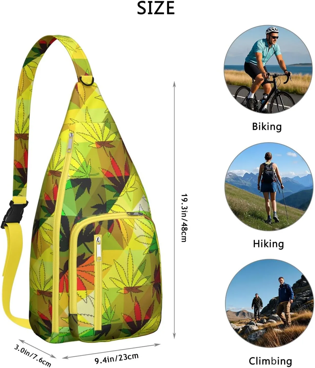 Shoulder Sling Crossbody Casual Chest Bag For Travel Sports Running,Backpack for Men & Women Lightweight Sports BagCrossbody Concealed Carry,Marijuana Leaf Shoulder Bag Waterproof Chest Bag