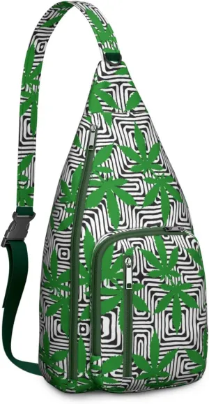 Shoulder Sling Crossbody Casual Chest Bag For Travel Sports Running,Backpack for Men & Women Lightweight Sports BagCrossbody Concealed Carry,Marijuana Leaf Shoulder Bag Waterproof Chest Bag