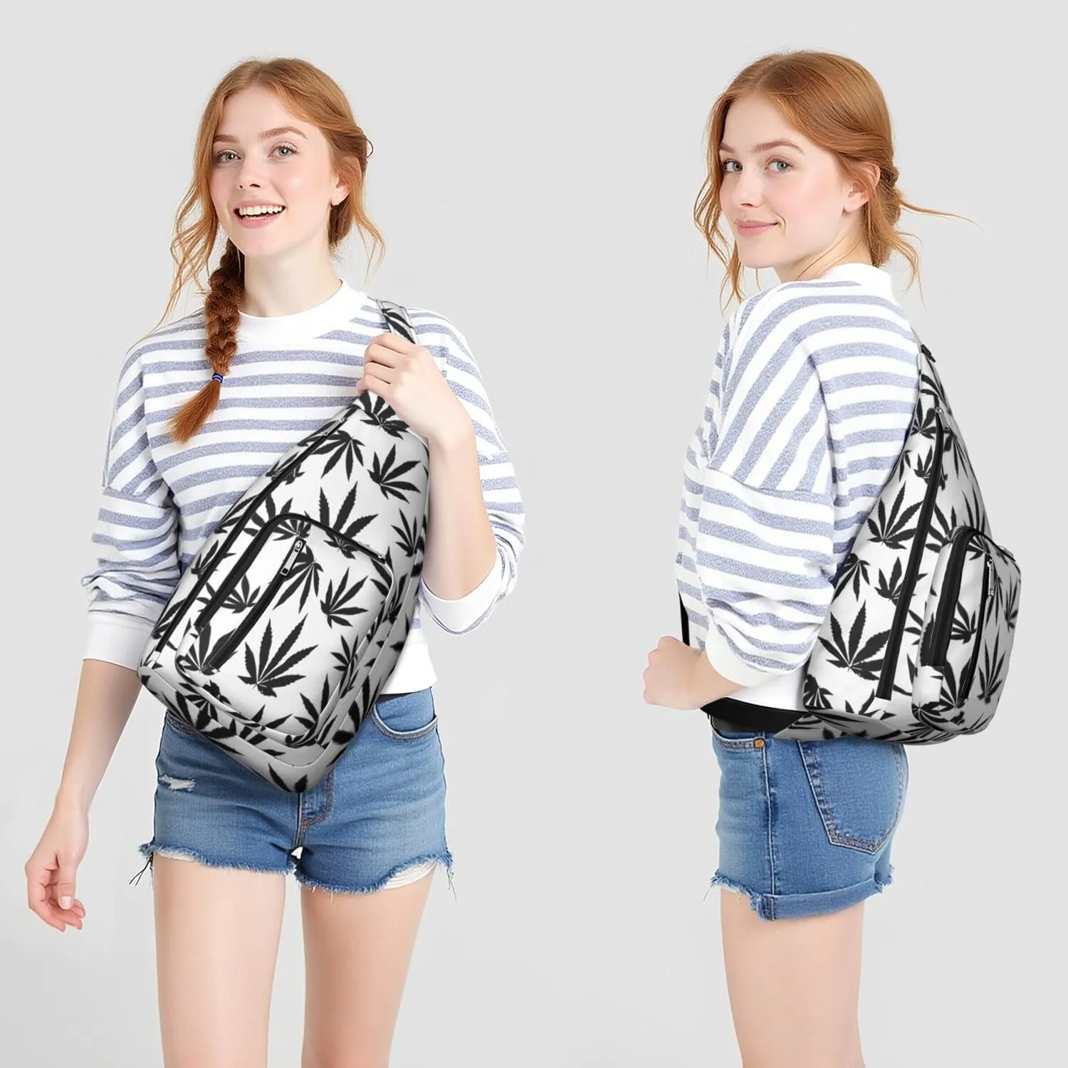 Shoulder Sling Crossbody Casual Chest Bag For Travel Sports Running,Backpack for Men & Women Lightweight Sports BagCrossbody Concealed Carry,Marijuana Leaf Shoulder Bag Waterproof Chest Bag
