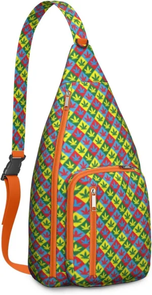 Shoulder Sling Crossbody Casual Chest Bag For Travel Sports Running,Backpack for Men & Women Lightweight Sports BagCrossbody Concealed Carry,Marijuana Leaf Shoulder Bag Waterproof Chest Bag