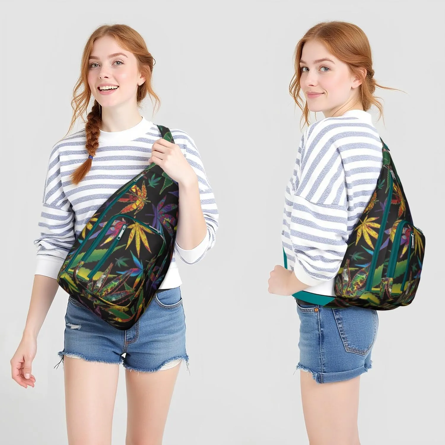 Shoulder Sling Crossbody Casual Chest Bag For Travel Sports Running,Backpack for Men & Women Lightweight Sports BagCrossbody Concealed Carry,Marijuana Leaf Shoulder Bag Waterproof Chest Bag