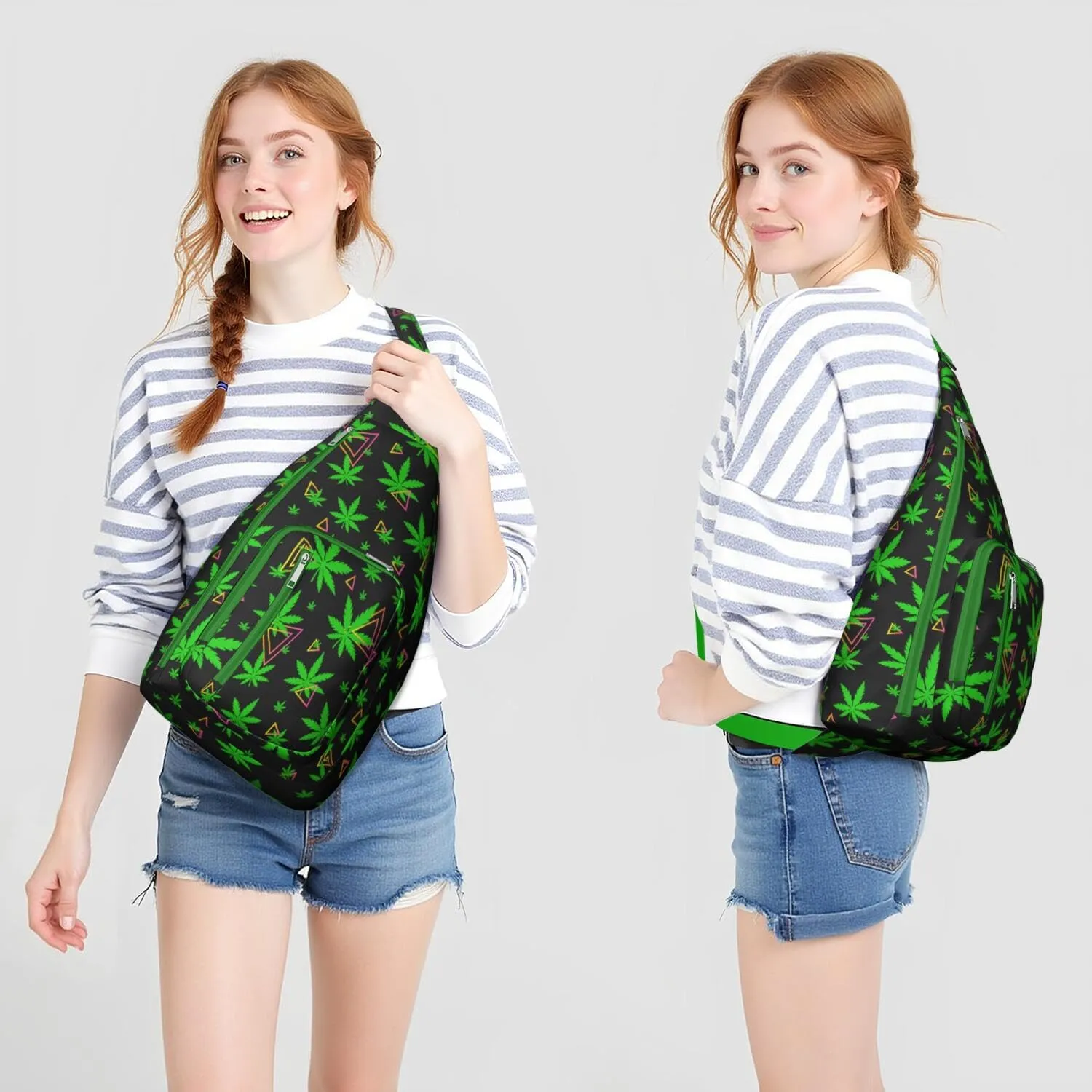 Shoulder Sling Crossbody Casual Chest Bag For Travel Sports Running,Backpack for Men & Women Lightweight Sports BagCrossbody Concealed Carry,Marijuana Leaf Shoulder Bag Waterproof Chest Bag