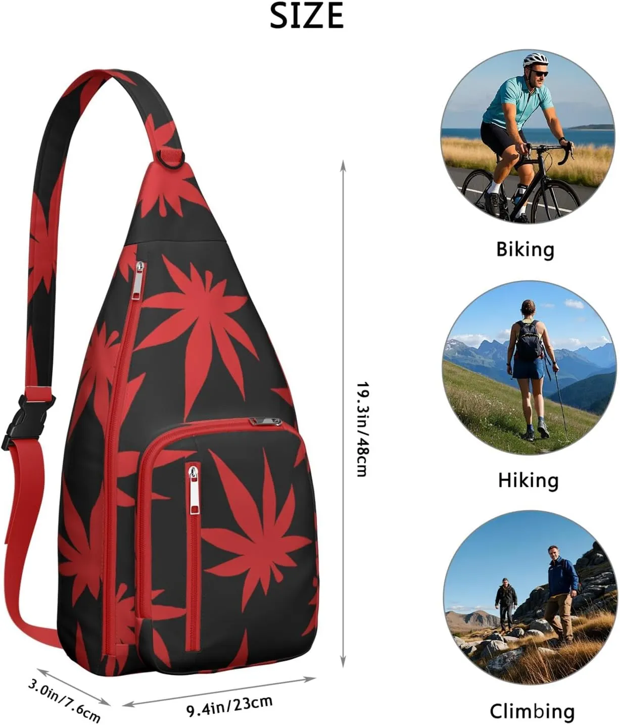 Shoulder Sling Crossbody Casual Chest Bag For Travel Sports Running,Backpack for Men & Women Lightweight Sports BagCrossbody Concealed Carry,Marijuana Leaf Shoulder Bag Waterproof Chest Bag