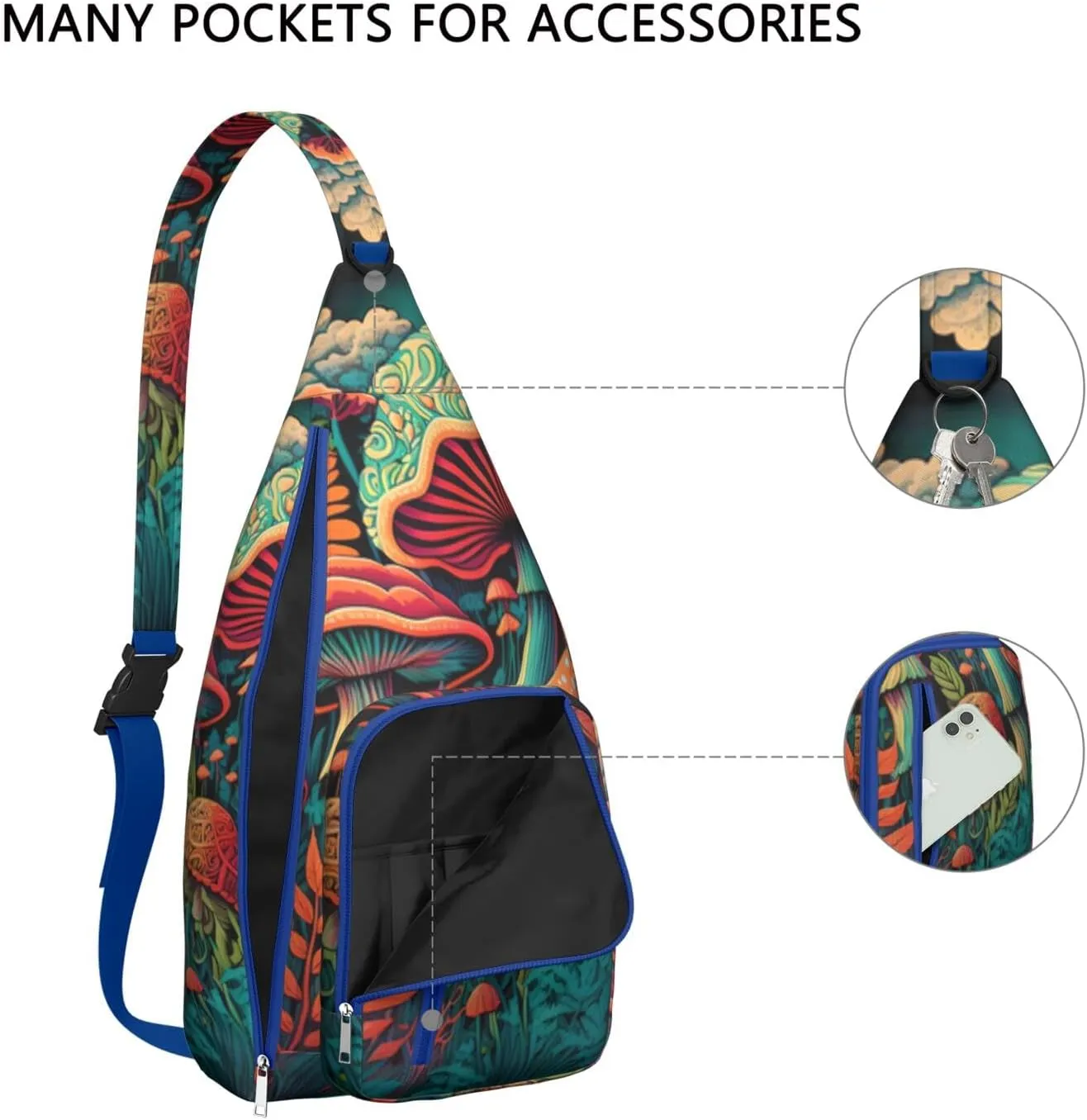 Shoulder Sling Crossbody Casual Chest Bag For Travel Sports Running,Backpack for Men & Women Lightweight Sports BagCrossbody Concealed Carry,Mushroom Shoulder Bag Waterproof Chest Bag
