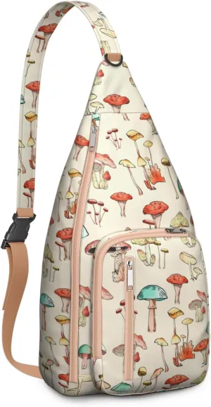Shoulder Sling Crossbody Casual Chest Bag For Travel Sports Running,Backpack for Men & Women Lightweight Sports BagCrossbody Concealed Carry,Mushroom Shoulder Bag Waterproof Chest Bag