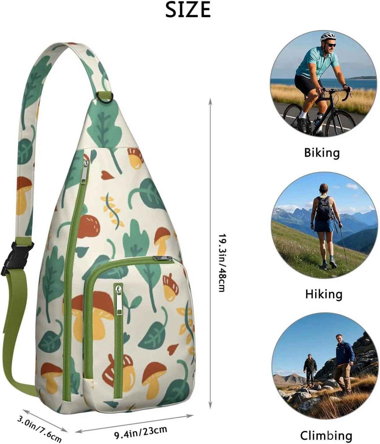 Shoulder Sling Crossbody Casual Chest Bag For Travel Sports Running,Backpack for Men & Women Lightweight Sports BagCrossbody Concealed Carry,Mushroom Shoulder Bag Waterproof Chest Bag