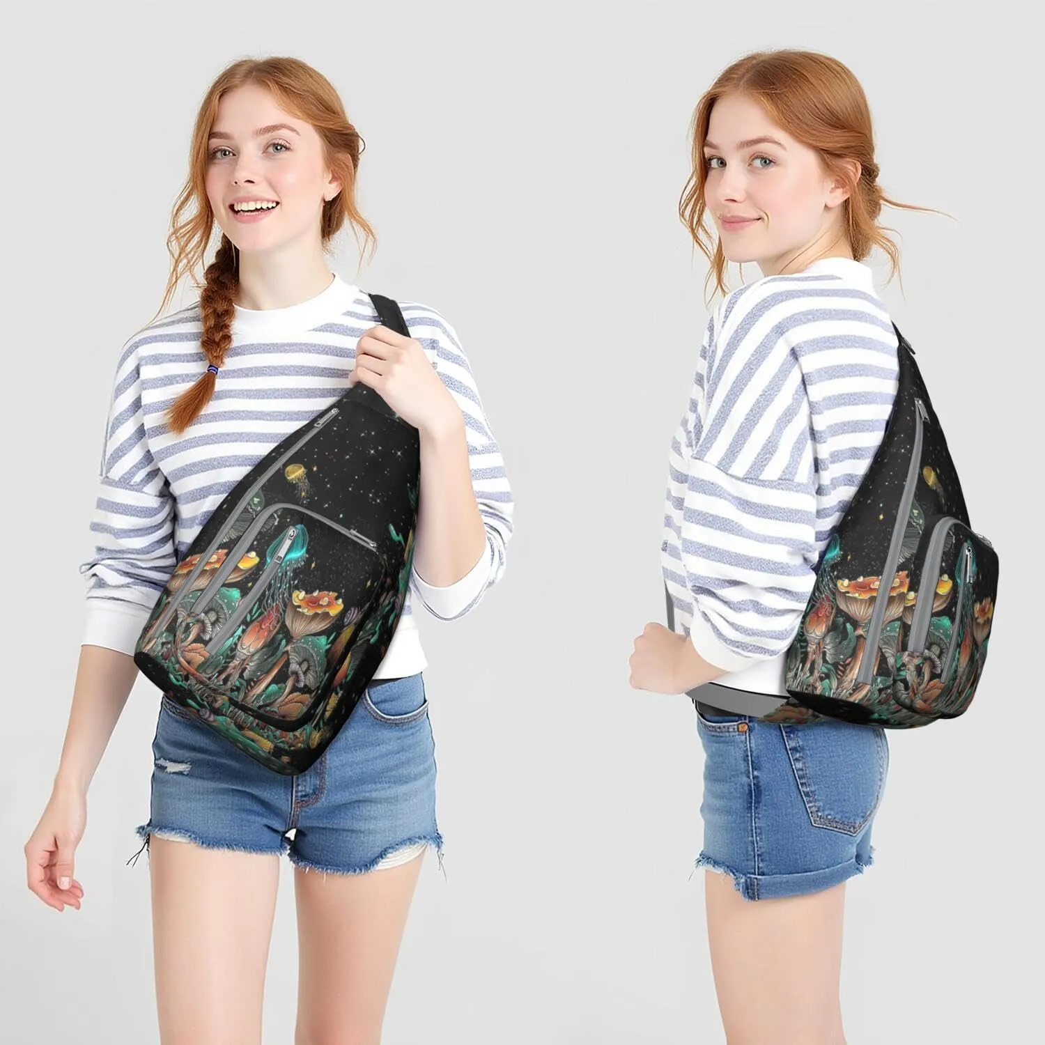 Shoulder Sling Crossbody Casual Chest Bag For Travel Sports Running,Backpack for Men & Women Lightweight Sports BagCrossbody Concealed Carry,Mushroom Shoulder Bag Waterproof Chest Bag
