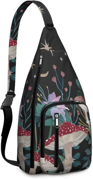 Shoulder Sling Crossbody Casual Chest Bag For Travel Sports Running,Backpack for Men & Women Lightweight Sports BagCrossbody Concealed Carry,Mushroom Shoulder Bag Waterproof Chest Bag