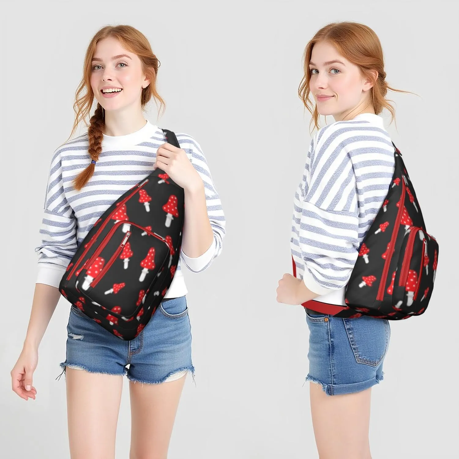 Shoulder Sling Crossbody Casual Chest Bag For Travel Sports Running,Backpack for Men & Women Lightweight Sports BagCrossbody Concealed Carry,Mushroom Shoulder Bag Waterproof Chest Bag