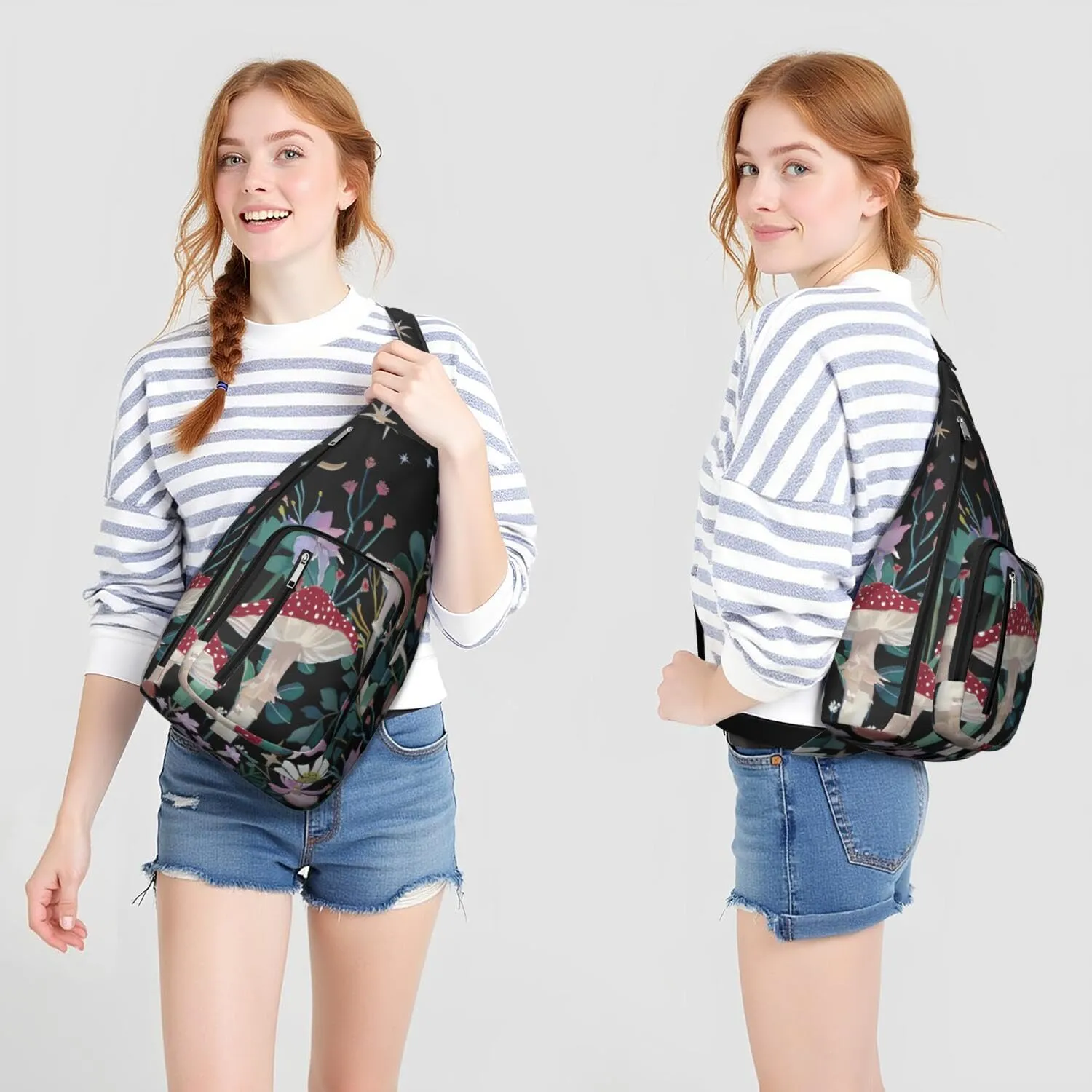 Shoulder Sling Crossbody Casual Chest Bag For Travel Sports Running,Backpack for Men & Women Lightweight Sports BagCrossbody Concealed Carry,Mushroom Shoulder Bag Waterproof Chest Bag
