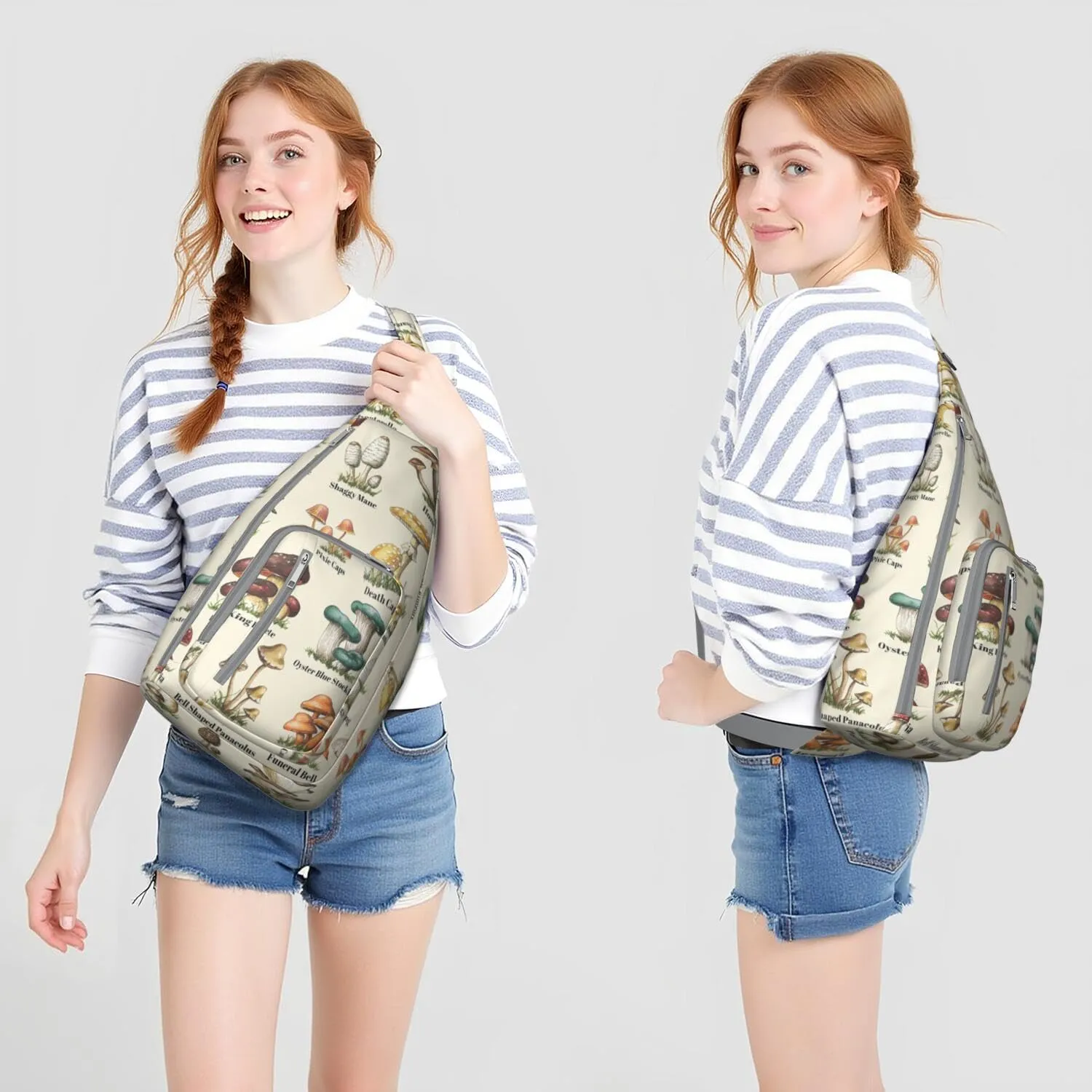 Shoulder Sling Crossbody Casual Chest Bag For Travel Sports Running,Backpack for Men & Women Lightweight Sports BagCrossbody Concealed Carry,Mushroom Shoulder Bag Waterproof Chest Bag