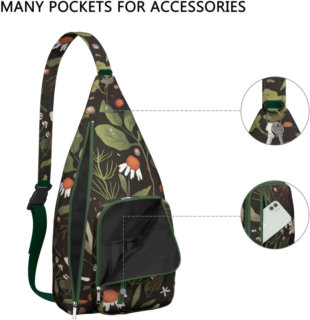 Shoulder Sling Crossbody Casual Chest Bag For Travel Sports Running,Backpack for Men & Women Lightweight Sports BagCrossbody Concealed Carry,Mushroom Shoulder Bag Waterproof Chest Bag