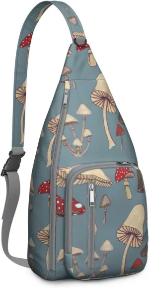 Shoulder Sling Crossbody Casual Chest Bag For Travel Sports Running,Backpack for Men & Women Lightweight Sports BagCrossbody Concealed Carry,Mushroom Shoulder Bag Waterproof Chest Bag