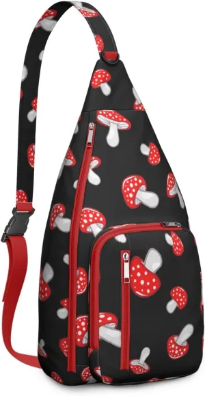 Shoulder Sling Crossbody Casual Chest Bag For Travel Sports Running,Backpack for Men & Women Lightweight Sports BagCrossbody Concealed Carry,Mushroom Shoulder Bag Waterproof Chest Bag