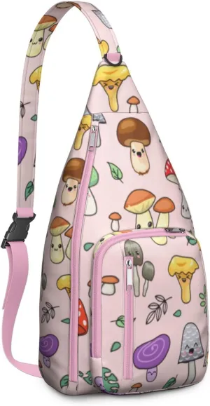 Shoulder Sling Crossbody Casual Chest Bag For Travel Sports Running,Backpack for Men & Women Lightweight Sports BagCrossbody Concealed Carry,Mushroom Shoulder Bag Waterproof Chest Bag