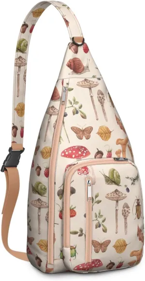 Shoulder Sling Crossbody Casual Chest Bag For Travel Sports Running,Backpack for Men & Women Lightweight Sports BagCrossbody Concealed Carry,Mushroom Shoulder Bag Waterproof Chest Bag