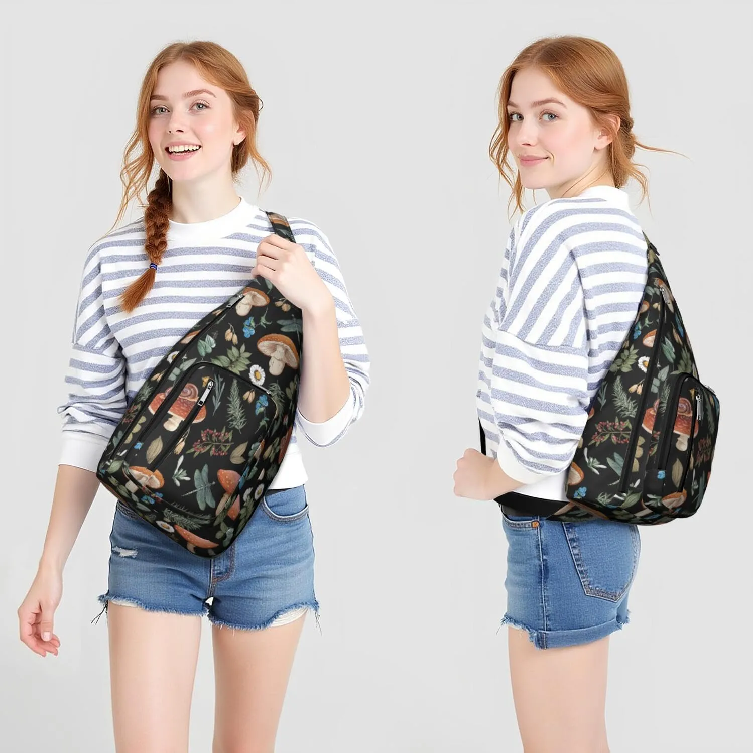 Shoulder Sling Crossbody Casual Chest Bag For Travel Sports Running,Backpack for Men & Women Lightweight Sports BagCrossbody Concealed Carry,Mushroom Shoulder Bag Waterproof Chest Bag