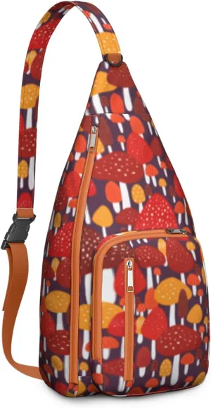 Shoulder Sling Crossbody Casual Chest Bag For Travel Sports Running,Backpack for Men & Women Lightweight Sports BagCrossbody Concealed Carry,Mushroom Shoulder Bag Waterproof Chest Bag