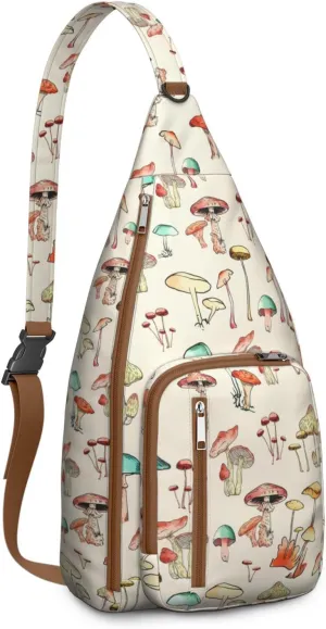 Shoulder Sling Crossbody Casual Chest Bag For Travel Sports Running,Backpack for Men & Women Lightweight Sports BagCrossbody Concealed Carry,Mushroom Shoulder Bag Waterproof Chest Bag