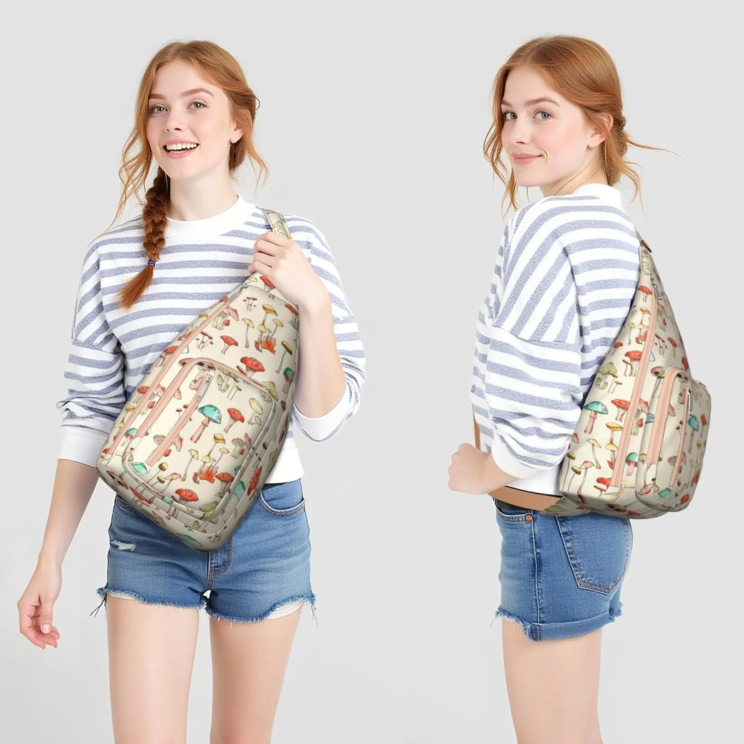 Shoulder Sling Crossbody Casual Chest Bag For Travel Sports Running,Backpack for Men & Women Lightweight Sports BagCrossbody Concealed Carry,Mushroom Shoulder Bag Waterproof Chest Bag