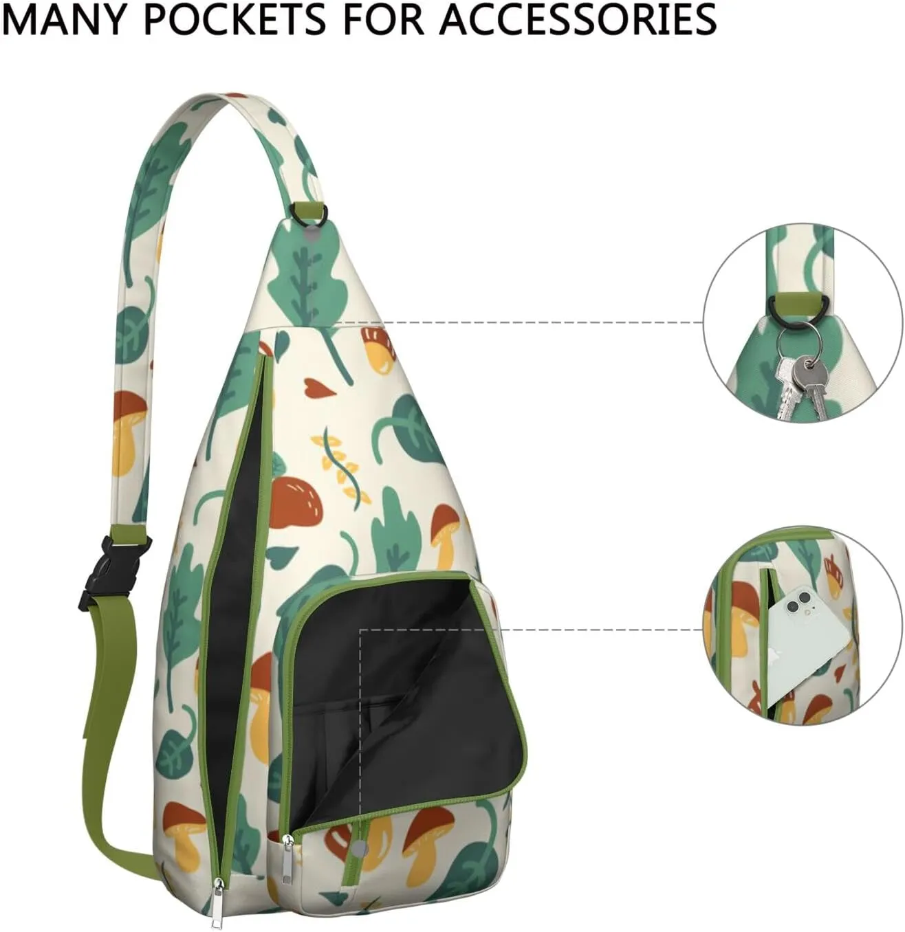 Shoulder Sling Crossbody Casual Chest Bag For Travel Sports Running,Backpack for Men & Women Lightweight Sports BagCrossbody Concealed Carry,Mushroom Shoulder Bag Waterproof Chest Bag