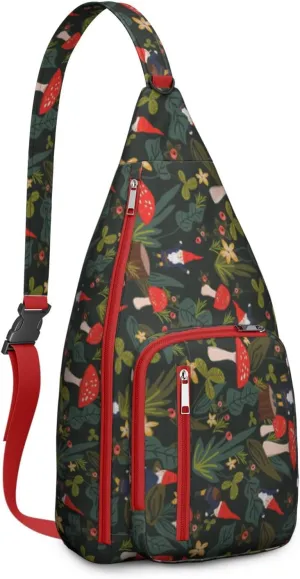 Shoulder Sling Crossbody Casual Chest Bag For Travel Sports Running,Backpack for Men & Women Lightweight Sports BagCrossbody Concealed Carry,Mushroom Shoulder Bag Waterproof Chest Bag