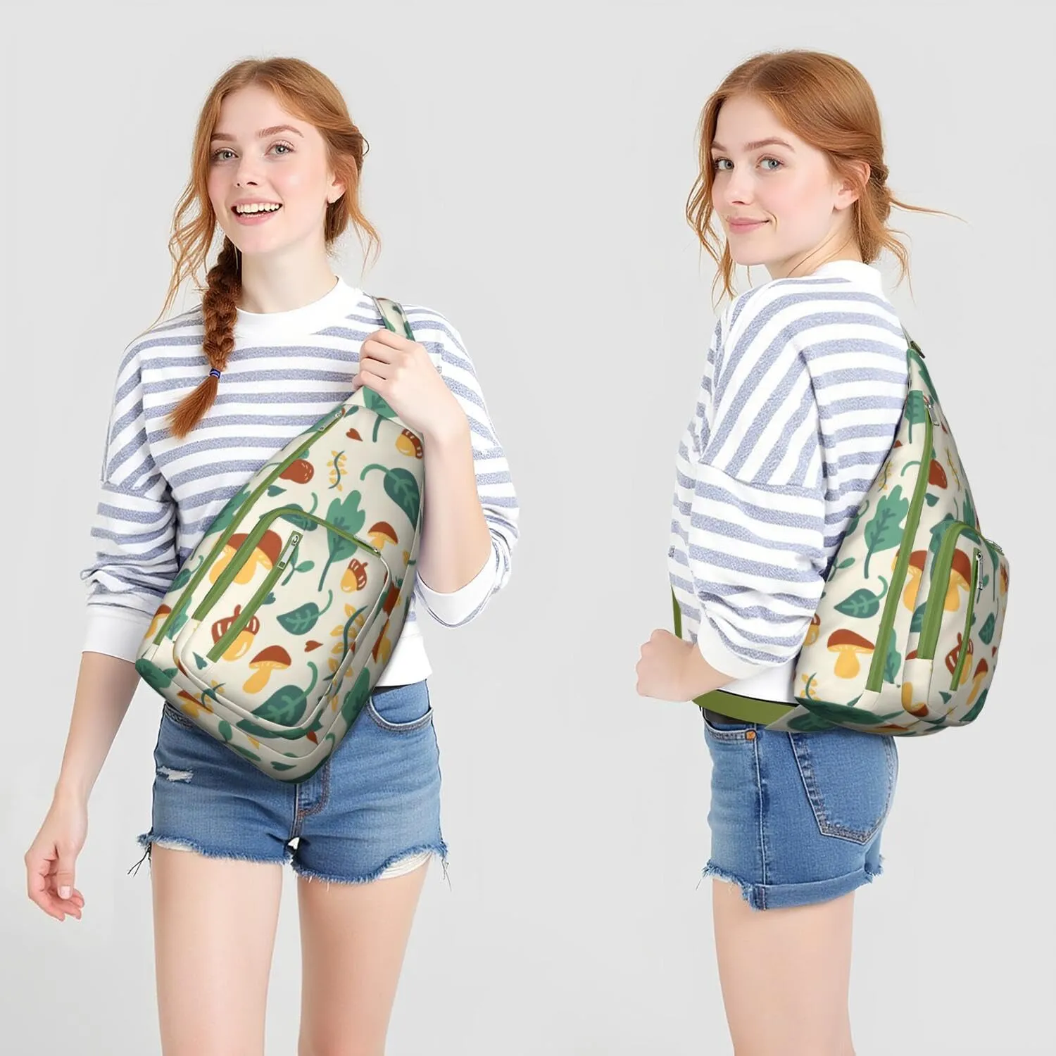 Shoulder Sling Crossbody Casual Chest Bag For Travel Sports Running,Backpack for Men & Women Lightweight Sports BagCrossbody Concealed Carry,Mushroom Shoulder Bag Waterproof Chest Bag