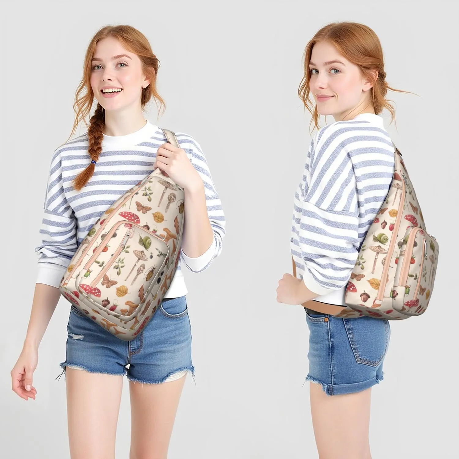 Shoulder Sling Crossbody Casual Chest Bag For Travel Sports Running,Backpack for Men & Women Lightweight Sports BagCrossbody Concealed Carry,Mushroom Shoulder Bag Waterproof Chest Bag