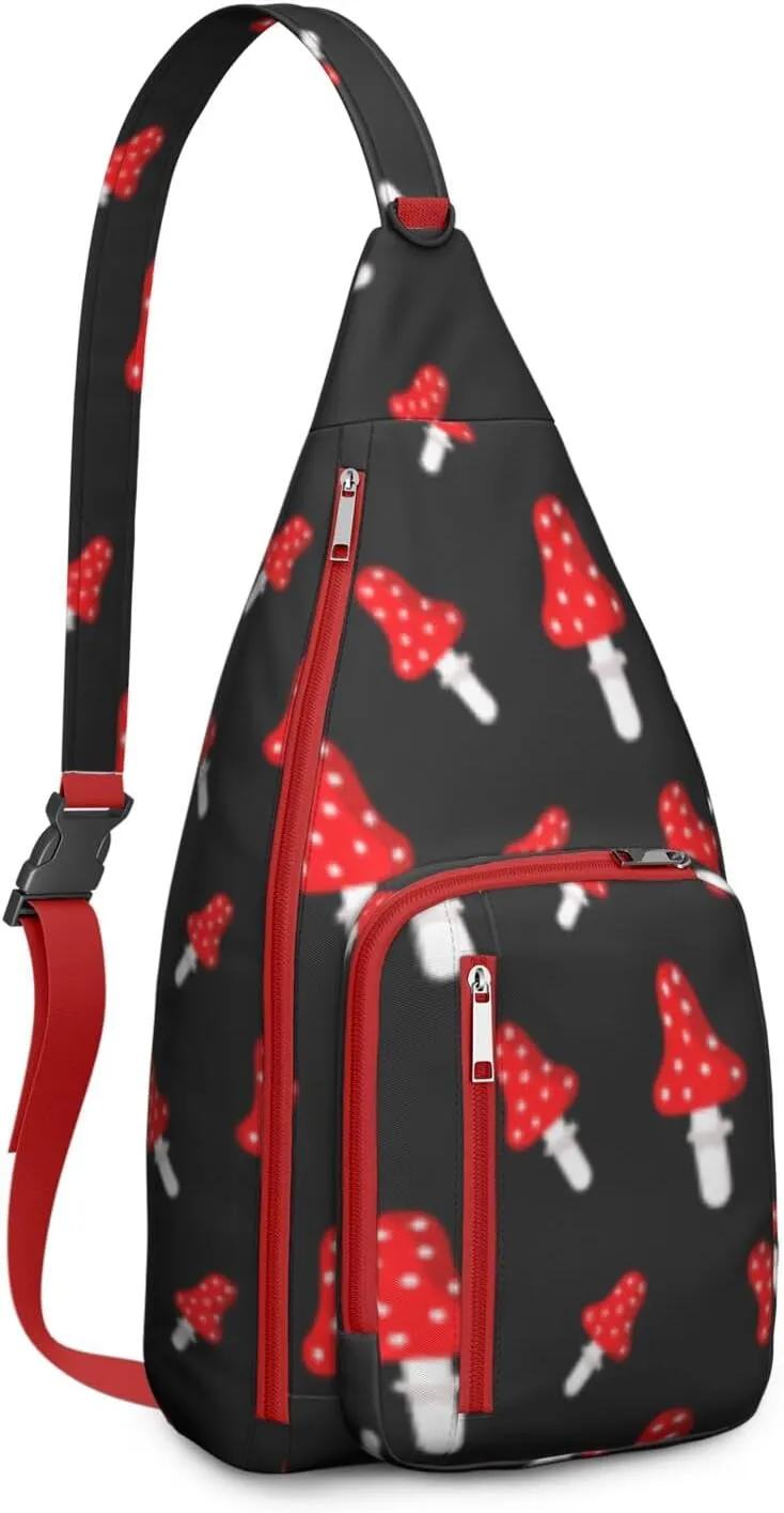 Shoulder Sling Crossbody Casual Chest Bag For Travel Sports Running,Backpack for Men & Women Lightweight Sports BagCrossbody Concealed Carry,Mushroom Shoulder Bag Waterproof Chest Bag