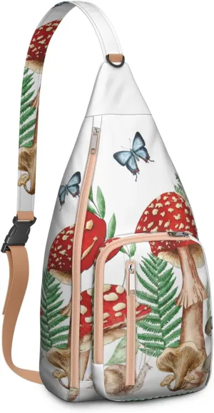 Shoulder Sling Crossbody Casual Chest Bag For Travel Sports Running,Backpack for Men & Women Lightweight Sports BagCrossbody Concealed Carry,Mushroom Shoulder Bag Waterproof Chest Bag