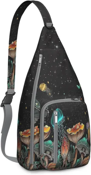 Shoulder Sling Crossbody Casual Chest Bag For Travel Sports Running,Backpack for Men & Women Lightweight Sports BagCrossbody Concealed Carry,Mushroom Shoulder Bag Waterproof Chest Bag