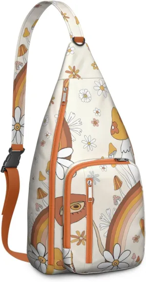 Shoulder Sling Crossbody Casual Chest Bag For Travel Sports Running,Backpack for Men & Women Lightweight Sports BagCrossbody Concealed Carry,Mushroom Shoulder Bag Waterproof Chest Bag