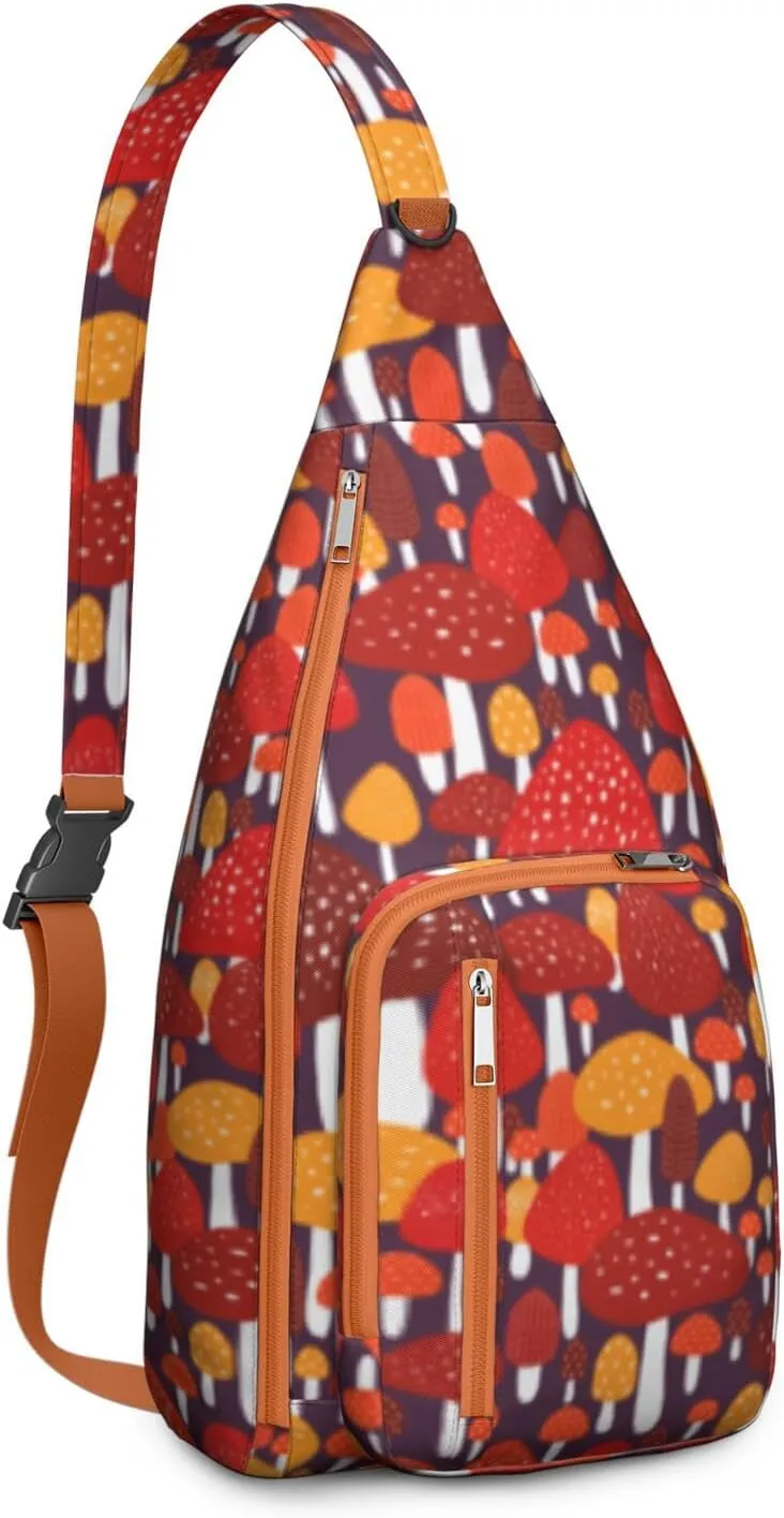 Shoulder Sling Crossbody Casual Chest Bag For Travel Sports Running,Backpack for Men & Women Lightweight Sports BagCrossbody Concealed Carry,Mushroom Shoulder Bag Waterproof Chest Bag