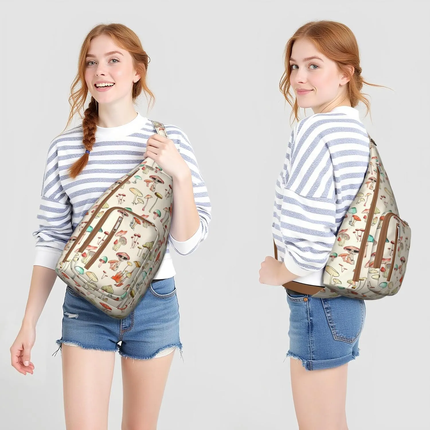 Shoulder Sling Crossbody Casual Chest Bag For Travel Sports Running,Backpack for Men & Women Lightweight Sports BagCrossbody Concealed Carry,Mushroom Shoulder Bag Waterproof Chest Bag