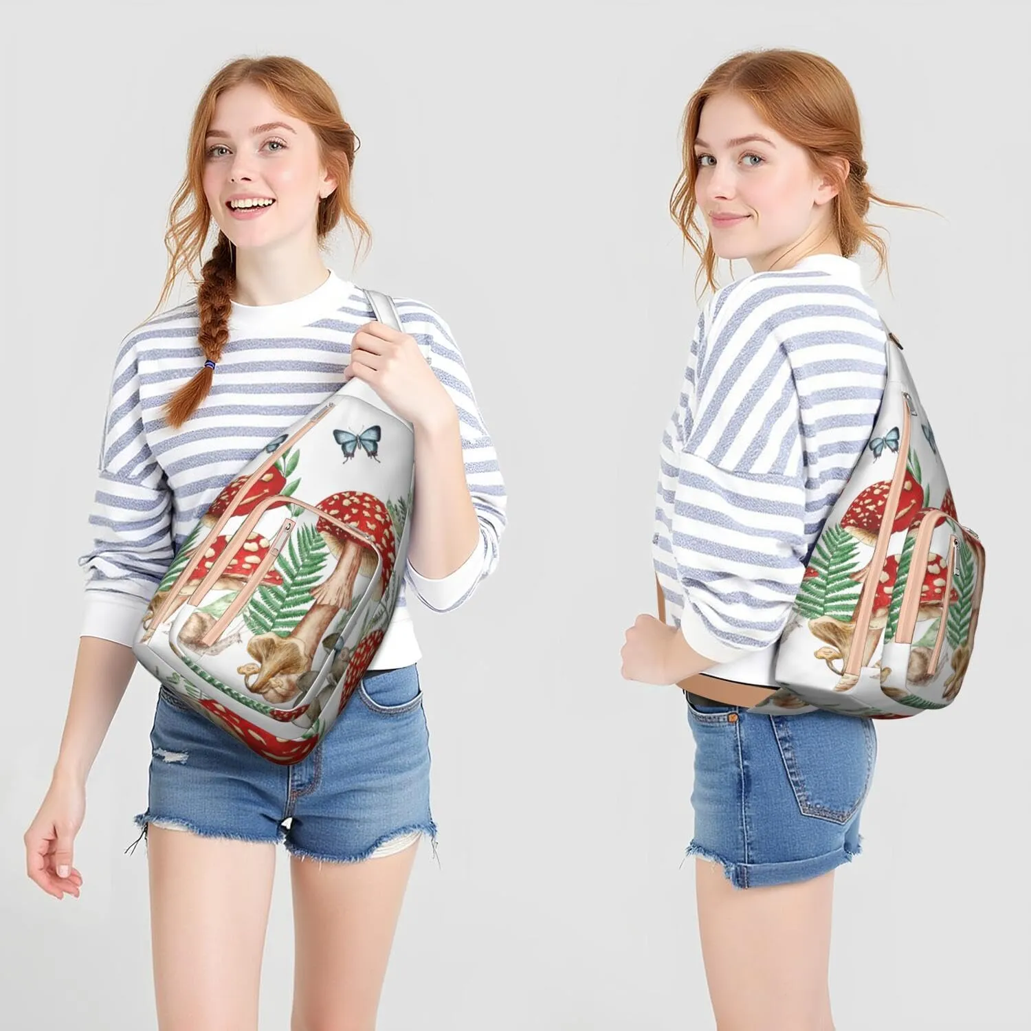 Shoulder Sling Crossbody Casual Chest Bag For Travel Sports Running,Backpack for Men & Women Lightweight Sports BagCrossbody Concealed Carry,Mushroom Shoulder Bag Waterproof Chest Bag