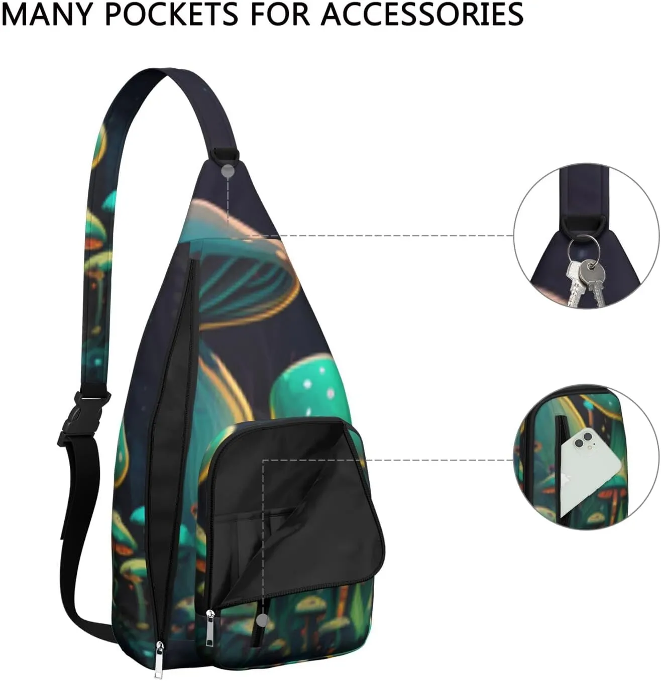 Shoulder Sling Crossbody Casual Chest Bag For Travel Sports Running,Backpack for Men & Women Lightweight Sports BagCrossbody Concealed Carry,Mushroom Shoulder Bag Waterproof Chest Bag