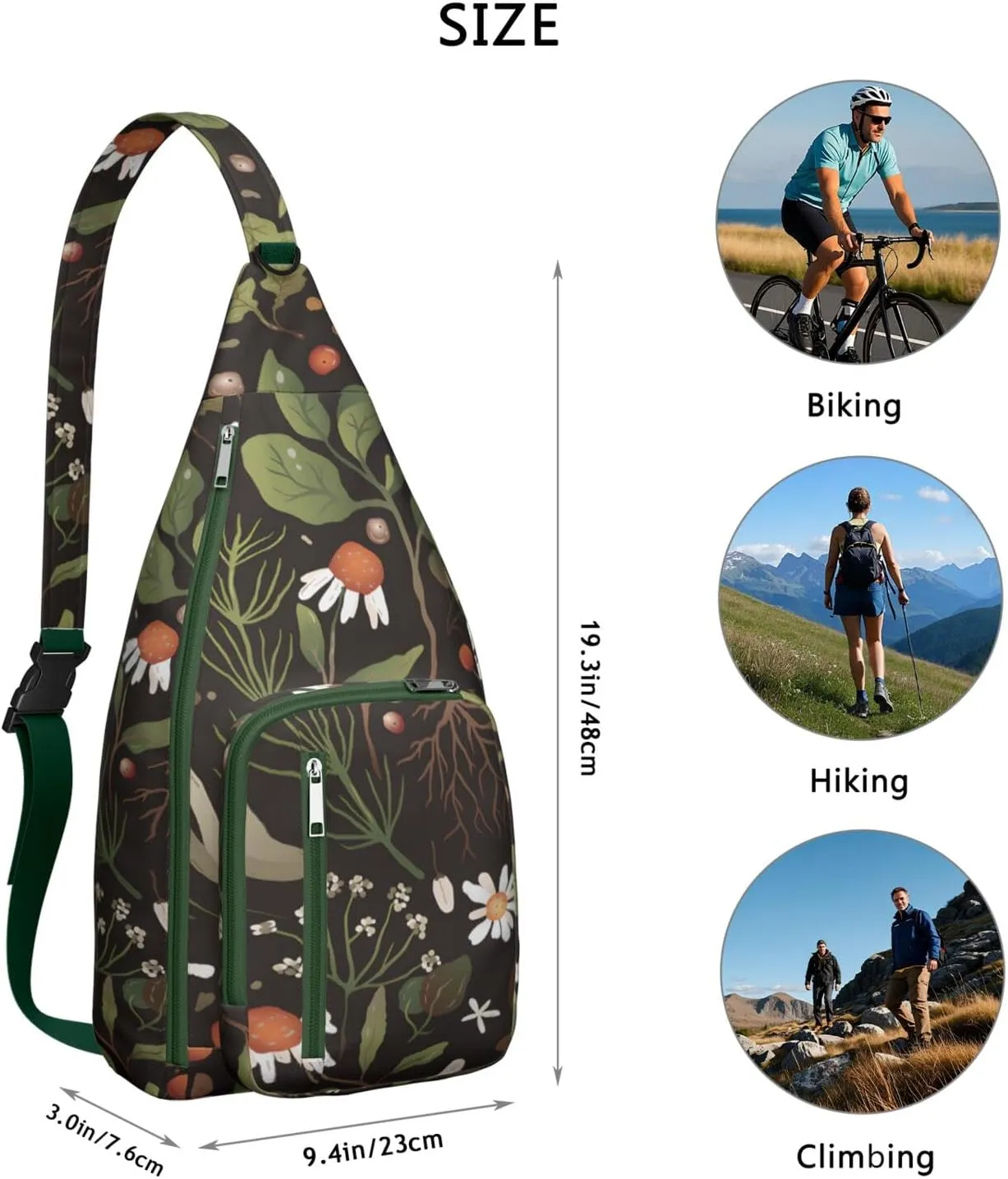 Shoulder Sling Crossbody Casual Chest Bag For Travel Sports Running,Backpack for Men & Women Lightweight Sports BagCrossbody Concealed Carry,Mushroom Shoulder Bag Waterproof Chest Bag