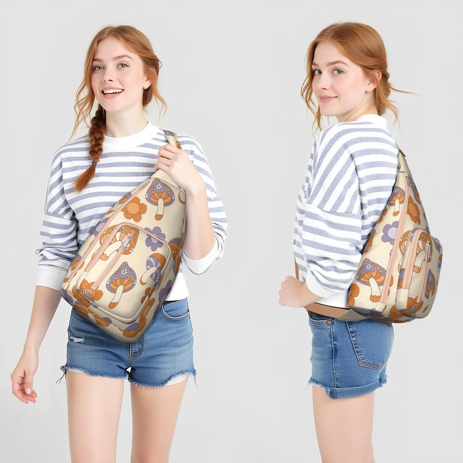 Shoulder Sling Crossbody Casual Chest Bag For Travel Sports Running,Backpack for Men & Women Lightweight Sports BagCrossbody Concealed Carry,Mushroom Shoulder Bag Waterproof Chest Bag