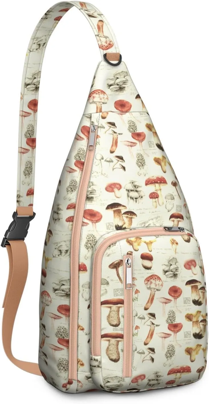Shoulder Sling Crossbody Casual Chest Bag For Travel Sports Running,Backpack for Men & Women Lightweight Sports BagCrossbody Concealed Carry,Mushroom Shoulder Bag Waterproof Chest Bag