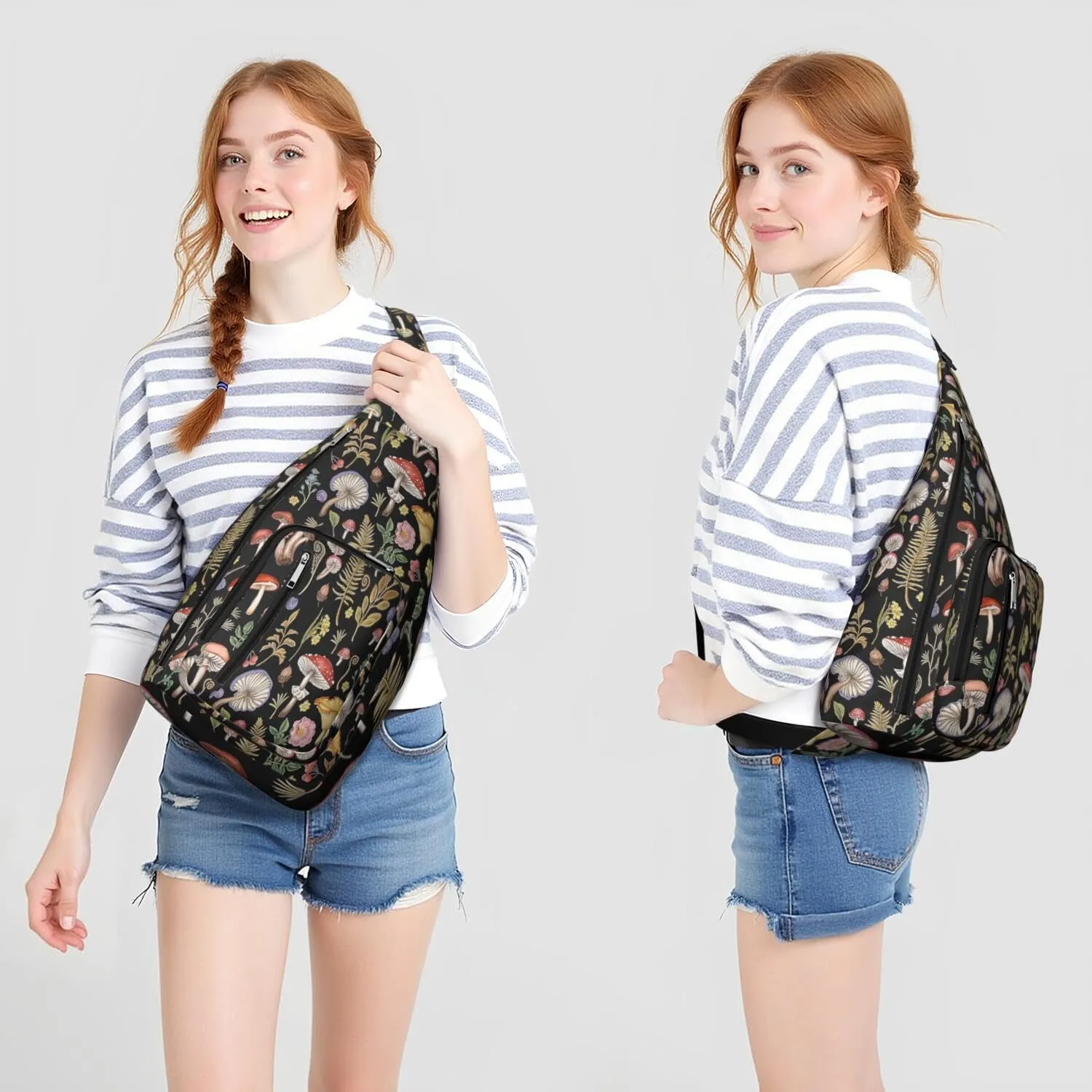 Shoulder Sling Crossbody Casual Chest Bag For Travel Sports Running,Backpack for Men & Women Lightweight Sports BagCrossbody Concealed Carry,Mushroom Shoulder Bag Waterproof Chest Bag